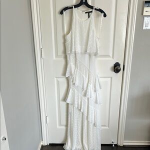 BCBGMaxAzria White Ruffle Maxi Dress